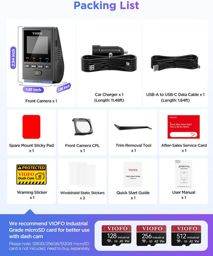 VIOFO A119M Pro 4K 1ch + HK4 + SD card 128gb + Installation