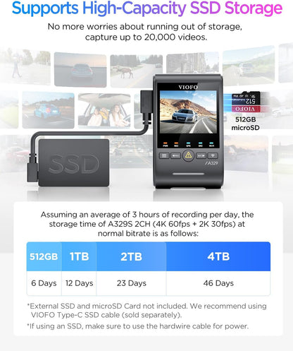 VIOFO A329S 2CH + HK6 + SD card 256gb + installation