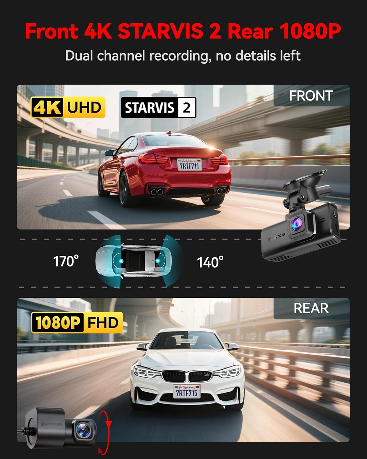 Installation + REDTIGER F7N Touch + Hardwire Kit - Sedan/Compact