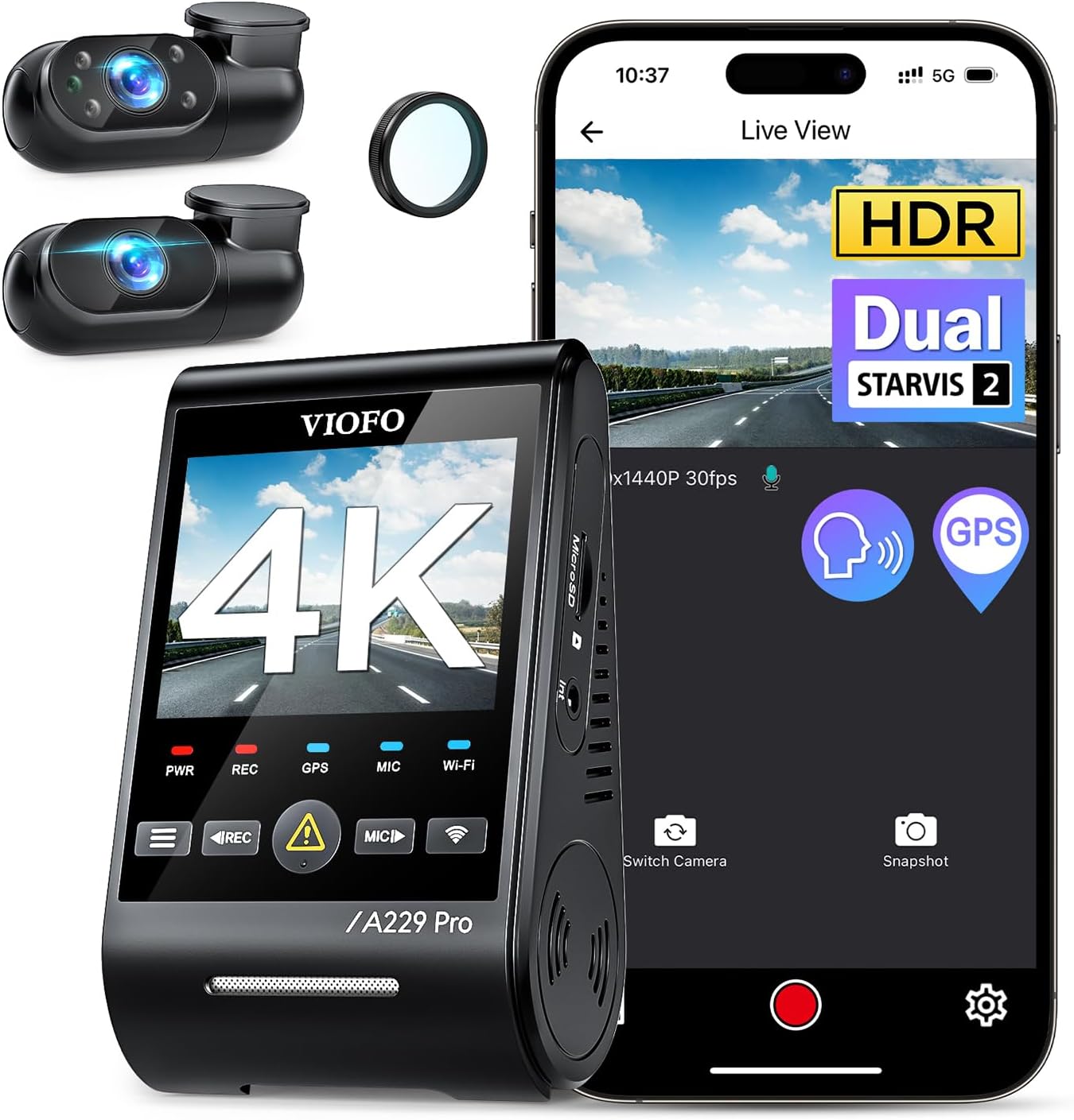 VIOFO A229 Pro 3ch + HK4 + SD card 256gb + Installation