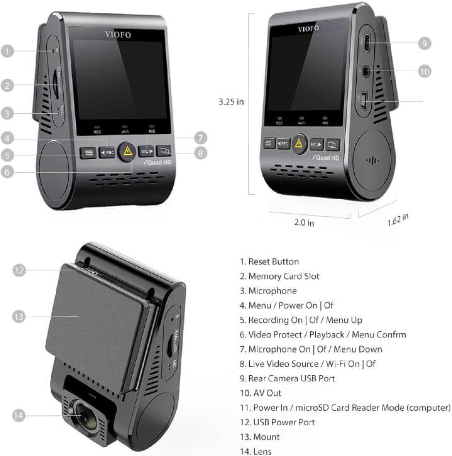 VIOFO A129 Plus Duo 2ch + HK4 + SD card 128gb + Installation