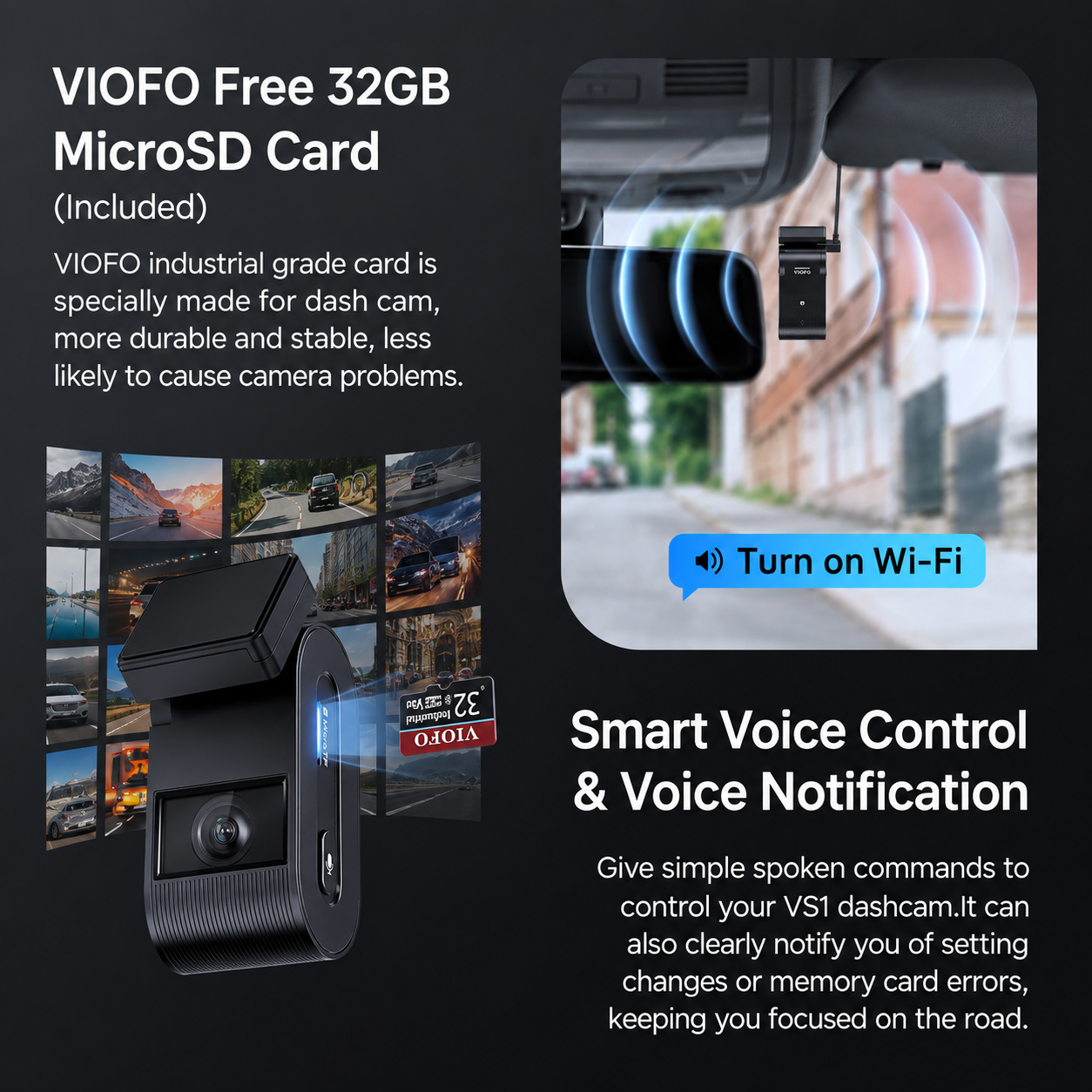 VIOFO VS1 Mini Dash Cam + HK4 + SD card 32gb + installation